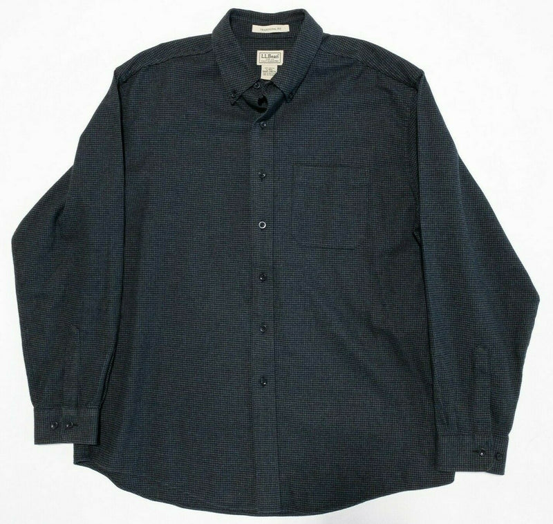 L.L. Bean Men's Wicked Good Flannel Shirt Houndstooth Gray Black Men's Large