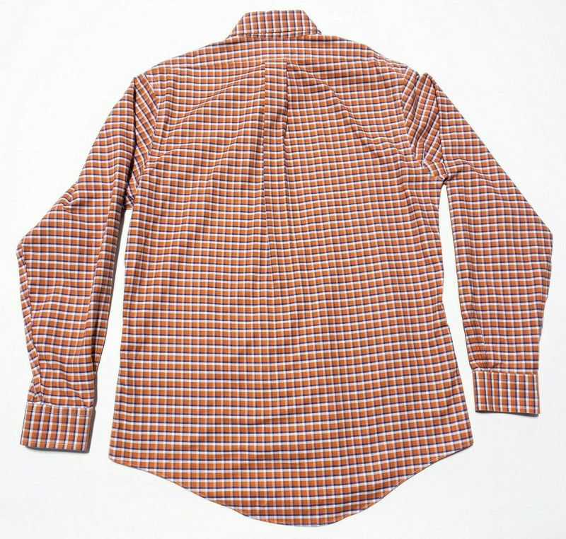 Brooks Brothers Non-Iron Button-Down Shirt Orange Plaid Men's Medium Slim Fit