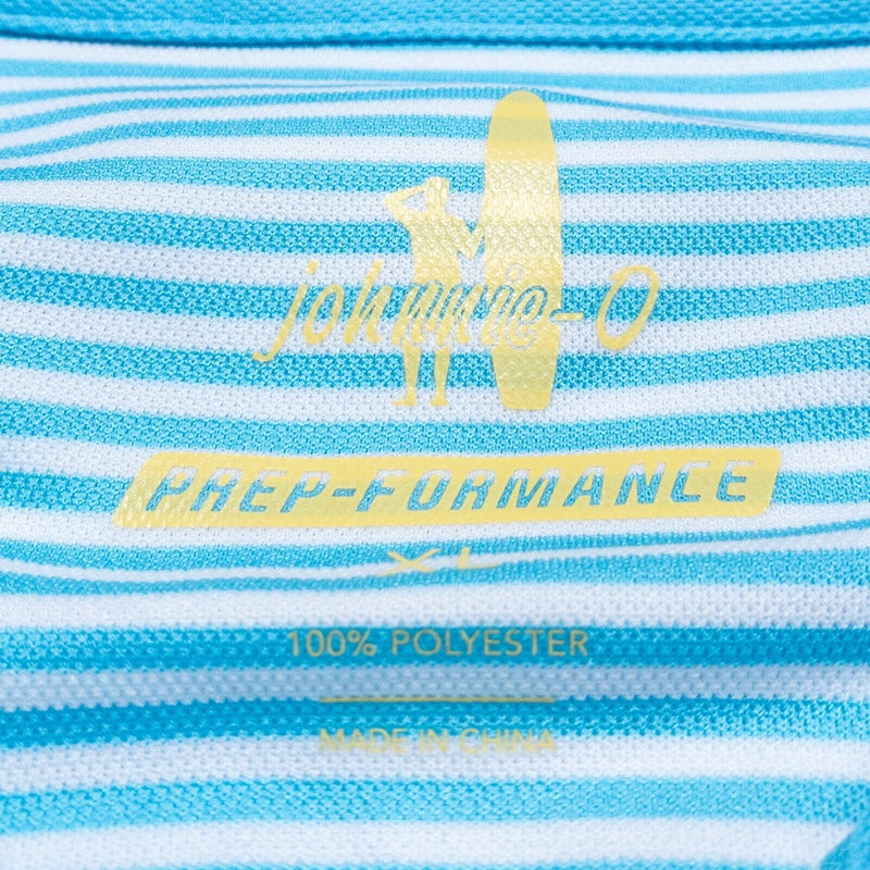 johnnie-O Prep Formance Polo XL Men's Shirt Blue Striped Preppy Golf Wicking