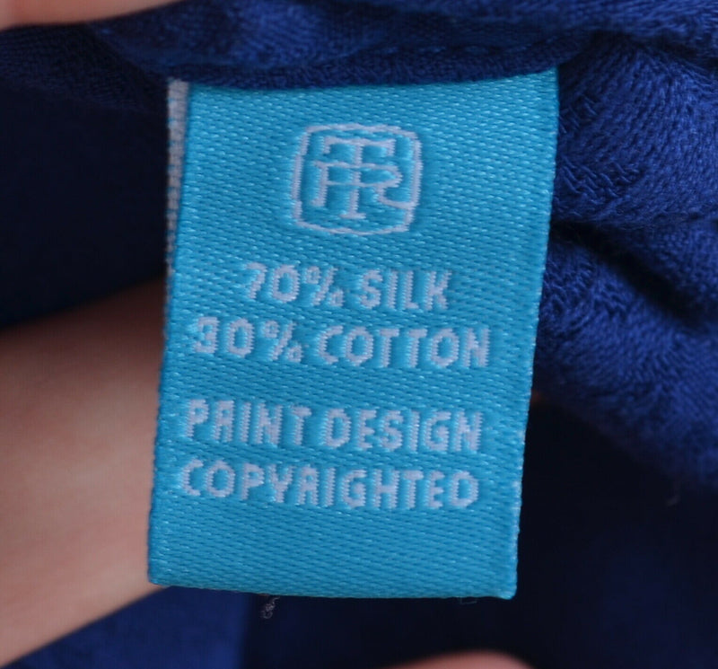 Tori Richard Men's Sz Large Silk Blend Blue Textured Hawaiian Aloha Shirt