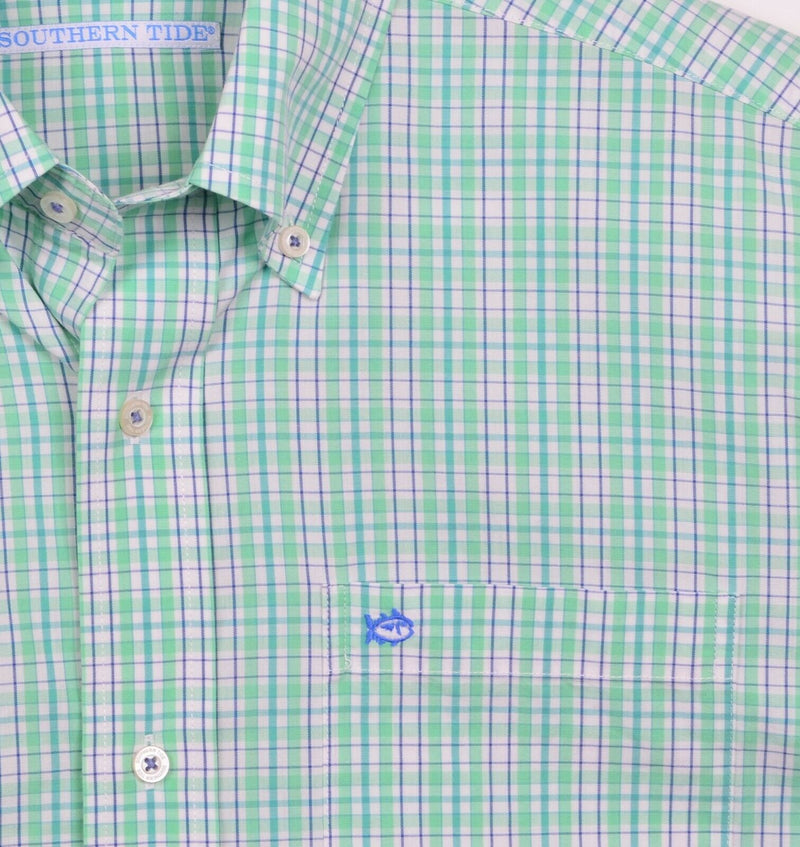 Southern Tide Men's Sz Small Green Plaid Cotton Elastane Blend Button-Down Shirt