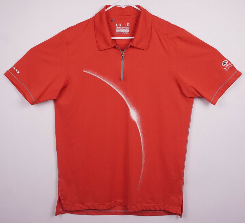 Under Armour Coldblack Men's Sz Large Red Space 1/4 Zip HeatGear Polo Golf Shirt