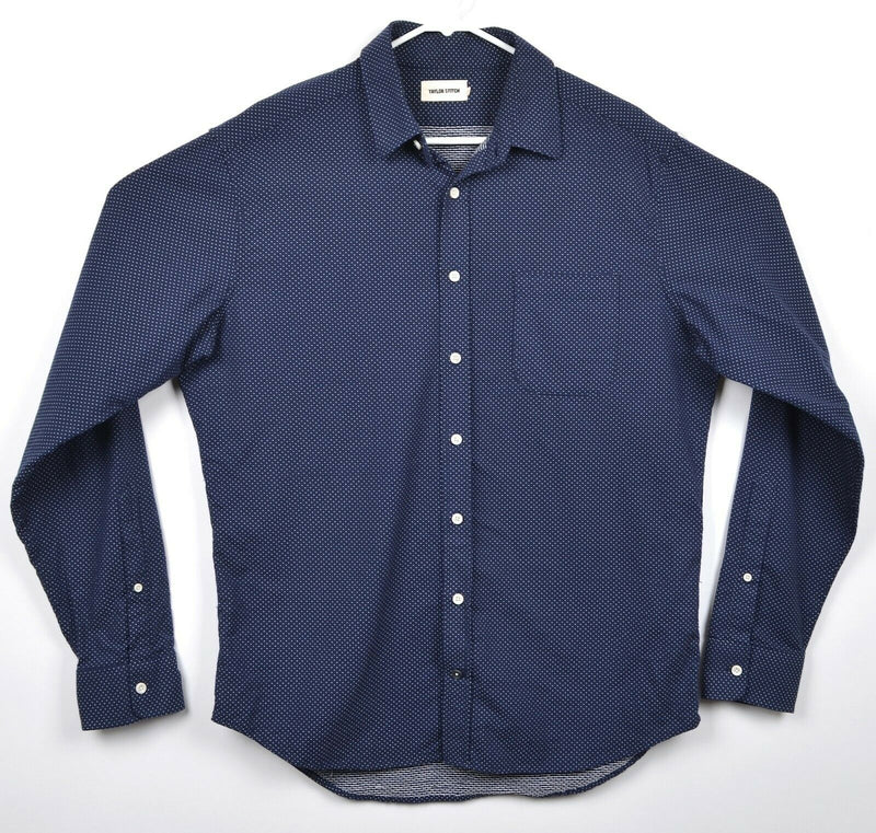 Taylor Stitch Men's Sz 44 (XL) Navy Blue Polka Dot Long Sleeve Shirt