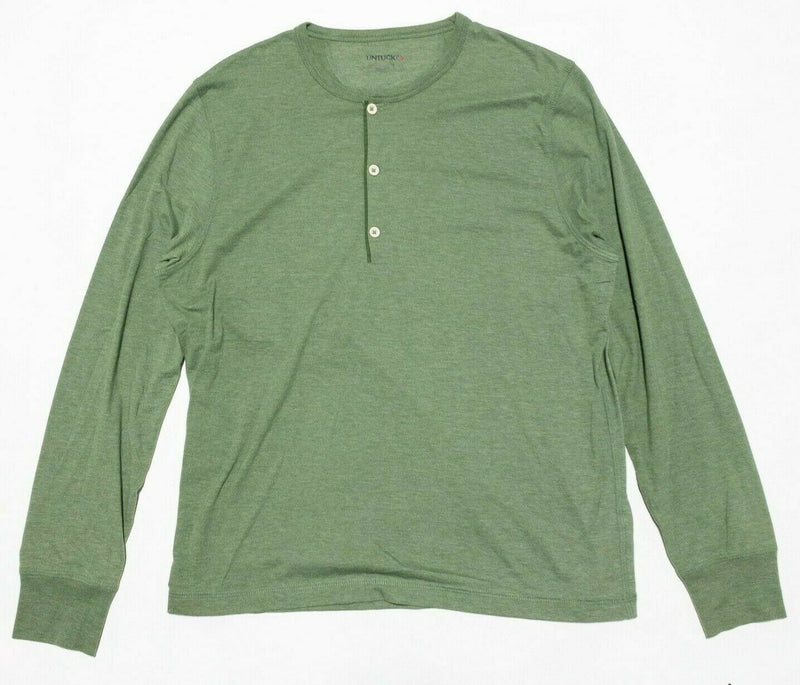 UNTUCKit Henley T-Shirt Long Sleeve Solid Green Cotton Poly Blend Men's Medium