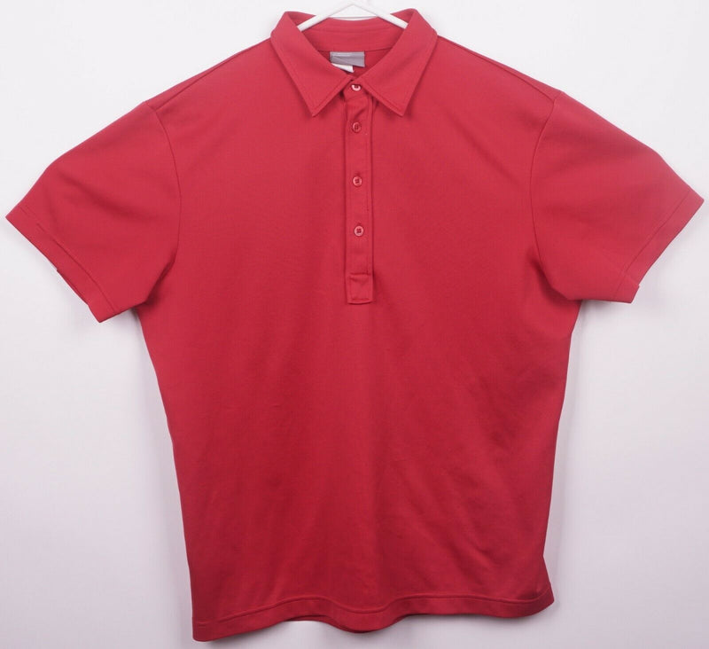 J. Lindeberg Men's Large Red Logo Back Polyester Wicking Golf Polo Shirt