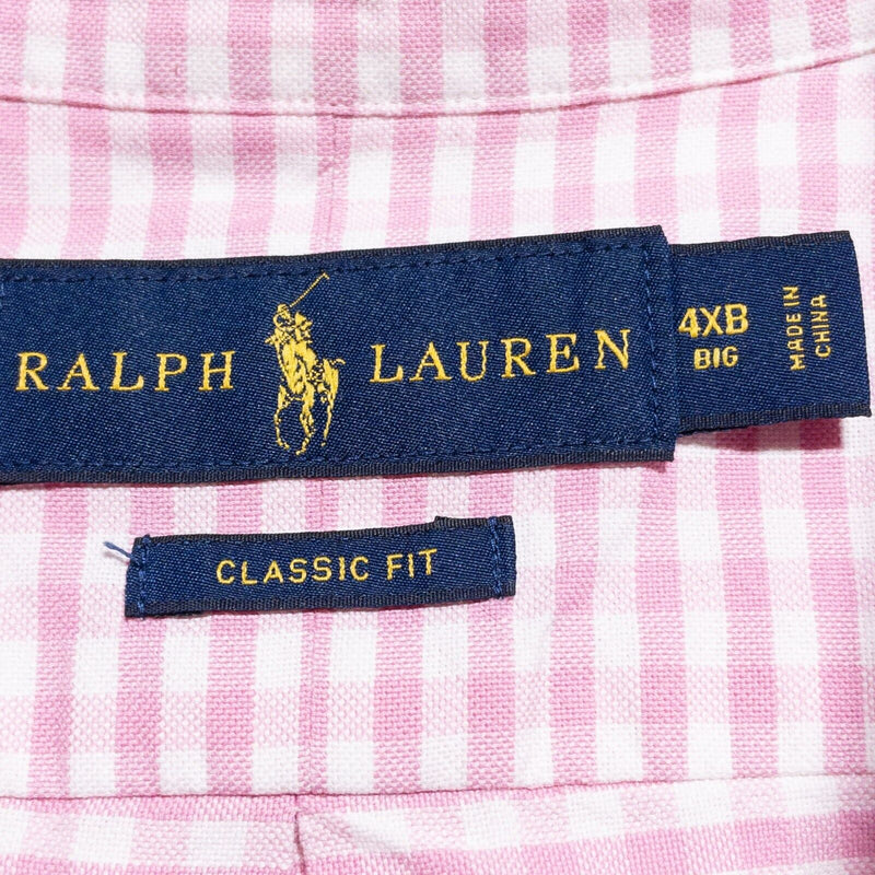 Polo Ralph Lauren Shirt Men's 4XB Big Classic Fit Pink Check Gingham Button-Down