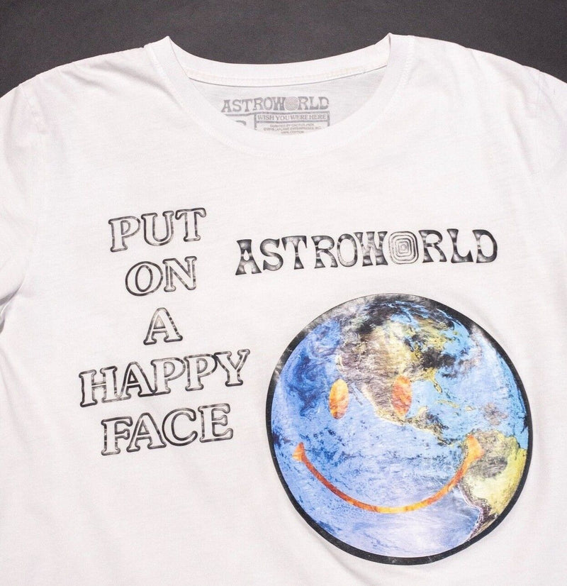 Astroworld T-Shirt Small Men's Travis Scott Put on a Happy Face Globe Earth