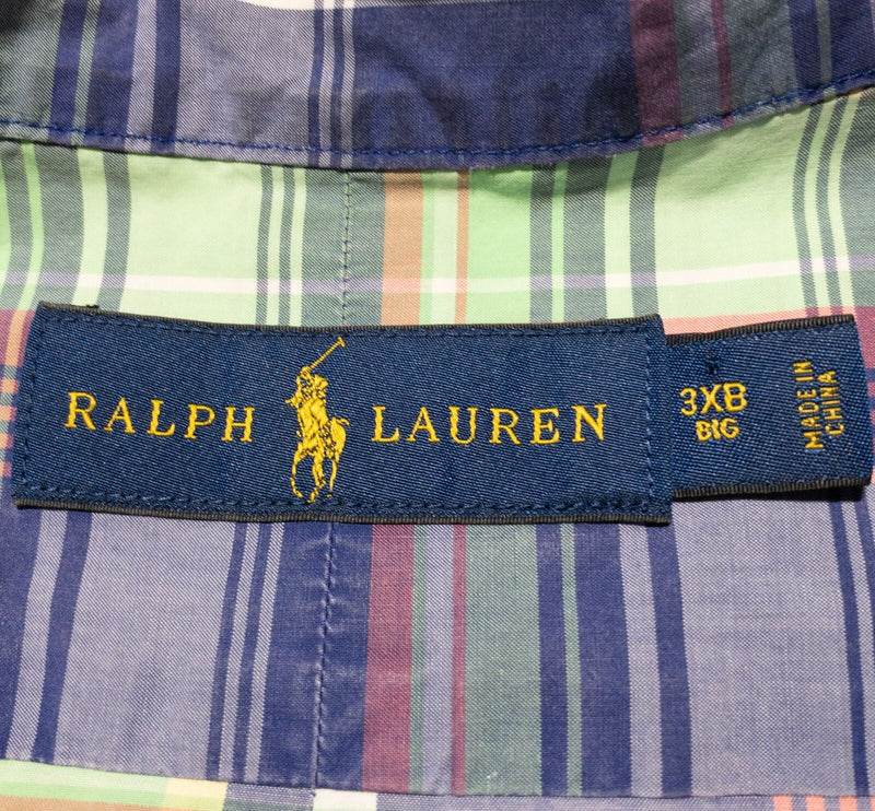 Polo Ralph Lauren 3XB Men's Shirt Button-Down Blue Multicolor Plaid Short Sleeve