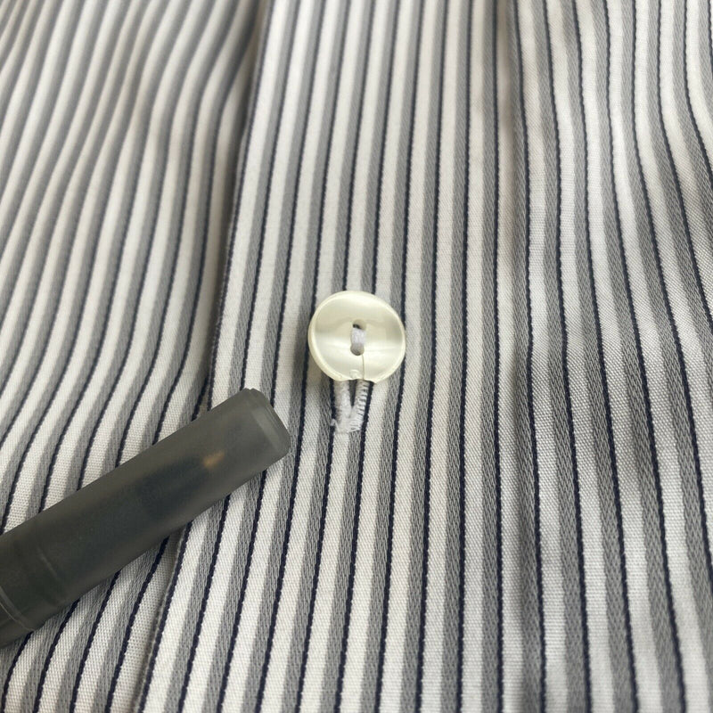 ETON Men's 18.5/47 (2XL) White Gray Striped Button-Front Dress Shirt