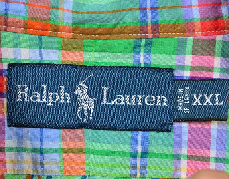 Polo Ralph Lauren Men's 2XL Green Orange Colorful Plaid Button-Down Shirt