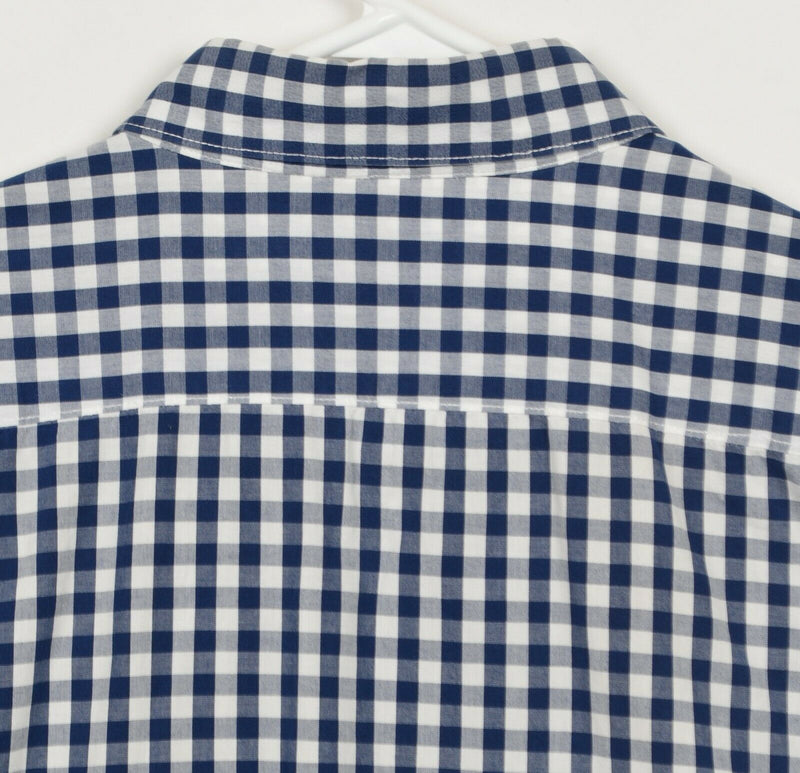 Bonobos Men's Sz Large Navy Blue Gingham Check Plaid Button-Down USA Made Shirt