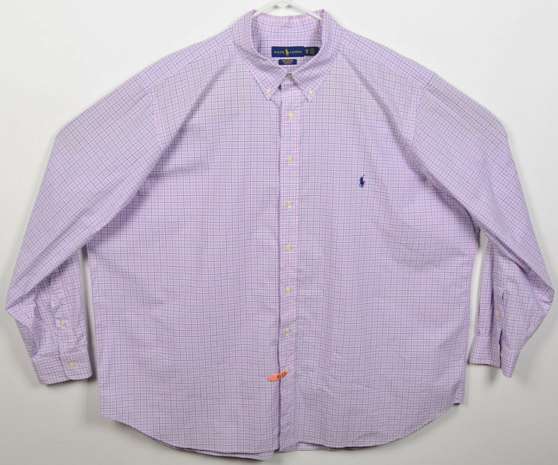 Polo Ralph Lauren Men 3XB (3XL Big) Pink Plaid Cotton Stretch Button-Down Shirt