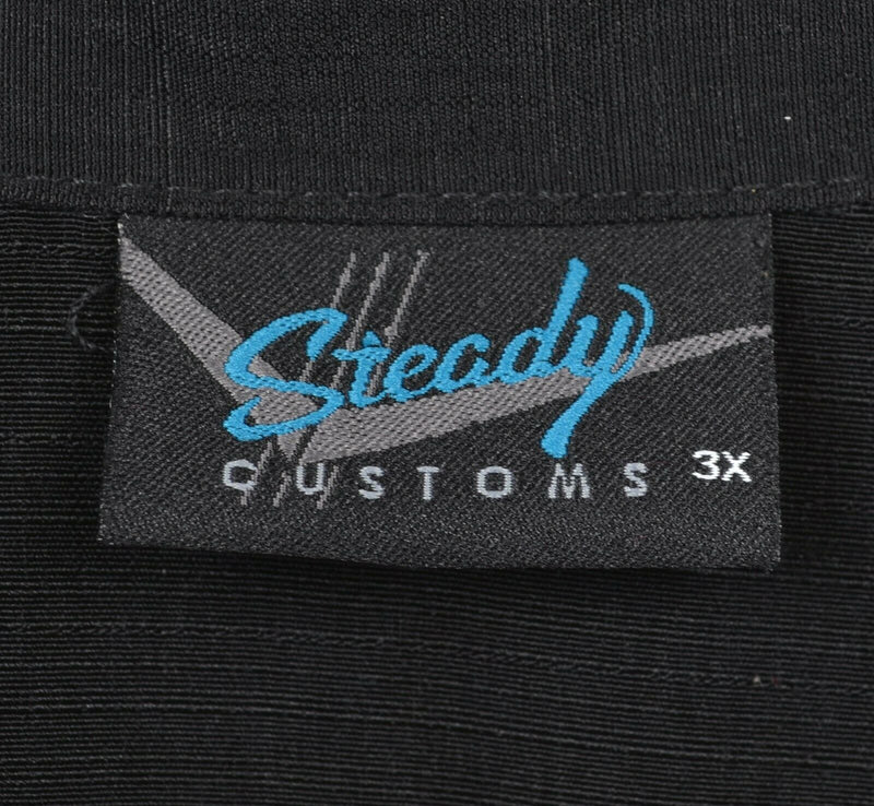 Vintage Steady Customs Men's 3XL Black Panel USA Bowling Camp Rockabilly Shirt