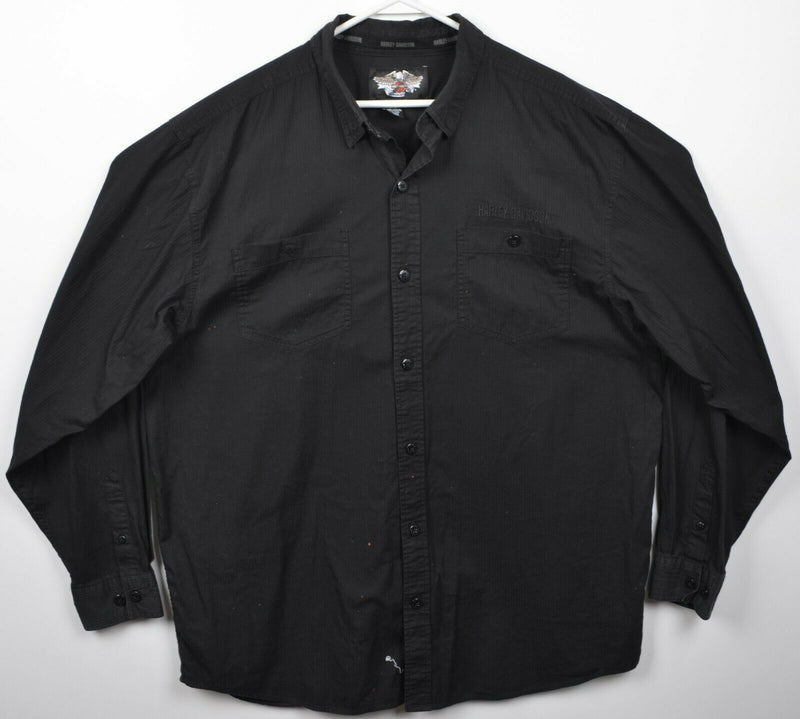 Harley-Davidson Men's 2XLT Black Embroidered Garage Mechanic Biker Shirt