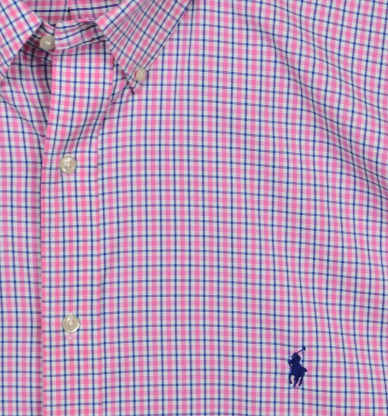 Polo Ralph Lauren Performance Men's Sz 4XLT Pink Plaid Nylon Button-Down Shirt