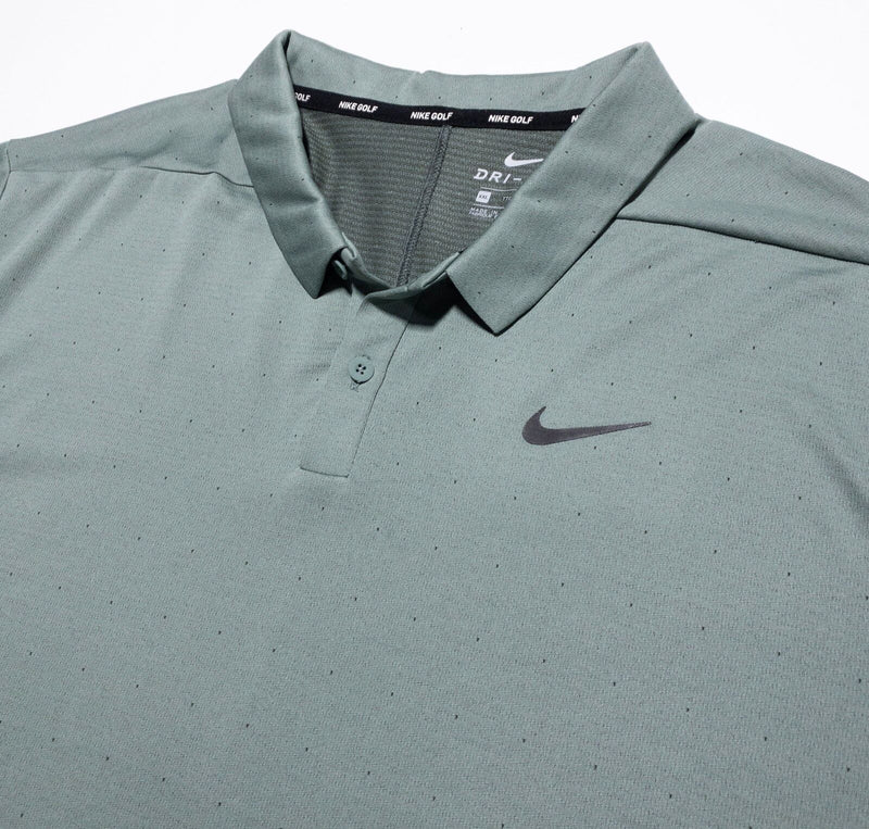 Nike Golf Shirt Men's 2XL Standard Fit Breathe Polo Dri-Fit Green Polka Dot New