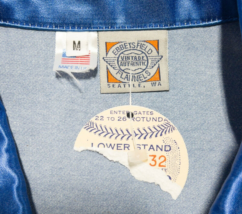 Ebbets Field Flannels Men's Medium South Bend Blue Sox Satin Blue Warmup Jacket