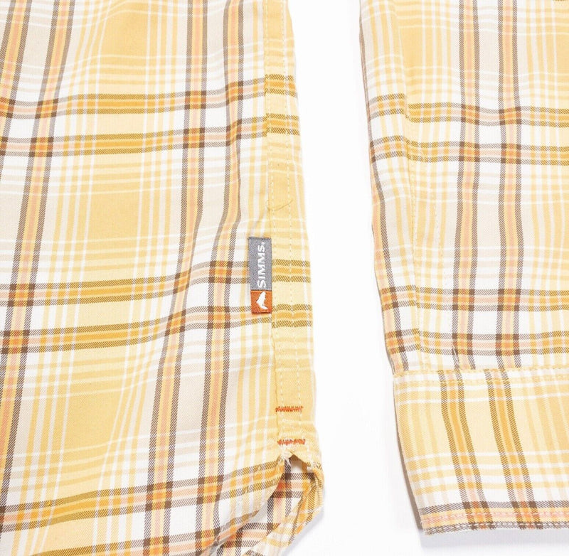 Simms Fishing Shirt Medium Men's Long Sleeve Yellow Plaid Polyester Wicking
