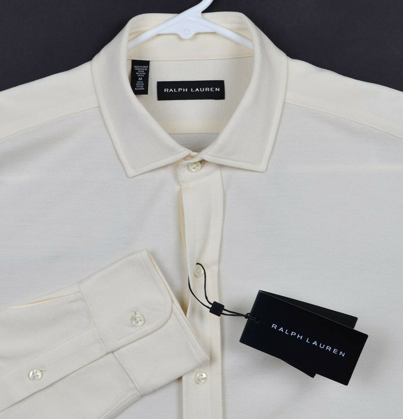 Ralph Lauren Black Label Men's Medium Essex Cream RLPL Button-Front Shirt $295