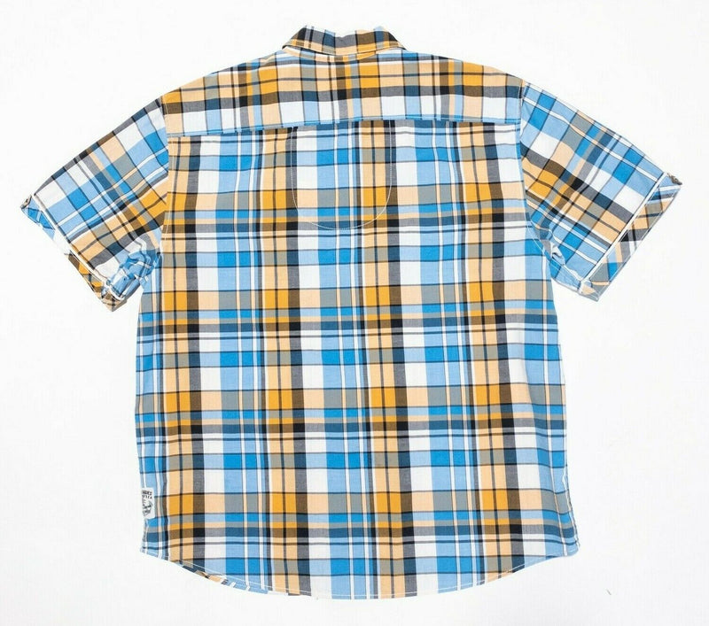 Marithe Francois Girbaud Shirt XL Men's Asymmetrical Pocket Plaid Short Sleeve