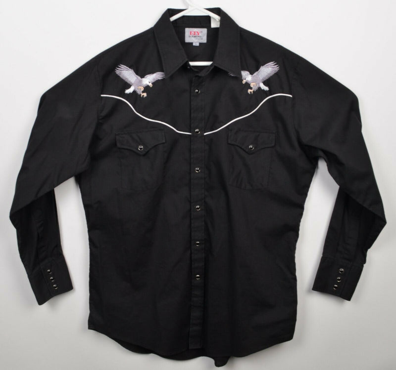 Ely Diamond Men's Large Pearl Snap Embroidered Eagle Western Rockabilly Shirt