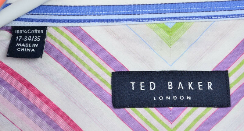 Ted Baker London Men's Sz 17 34/35 Multi-Color Striped Dress Shirt