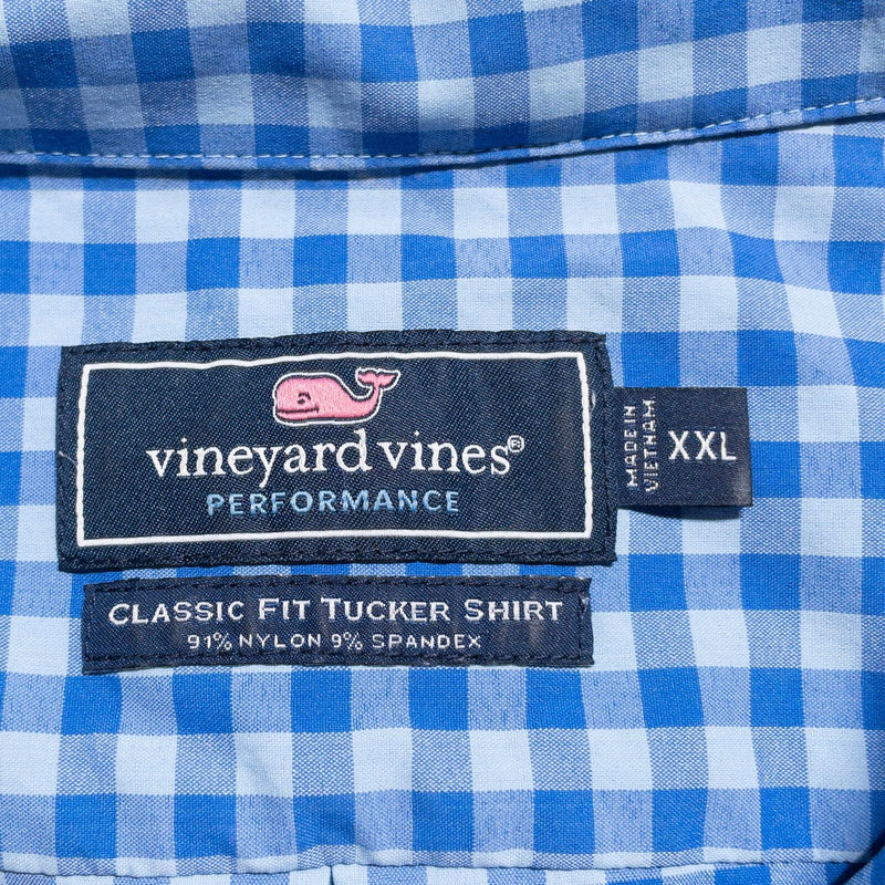 Vineyard Vines Performance Tucker Shirt Men's 2XL Classic Fit Nylon Wicking Blue
