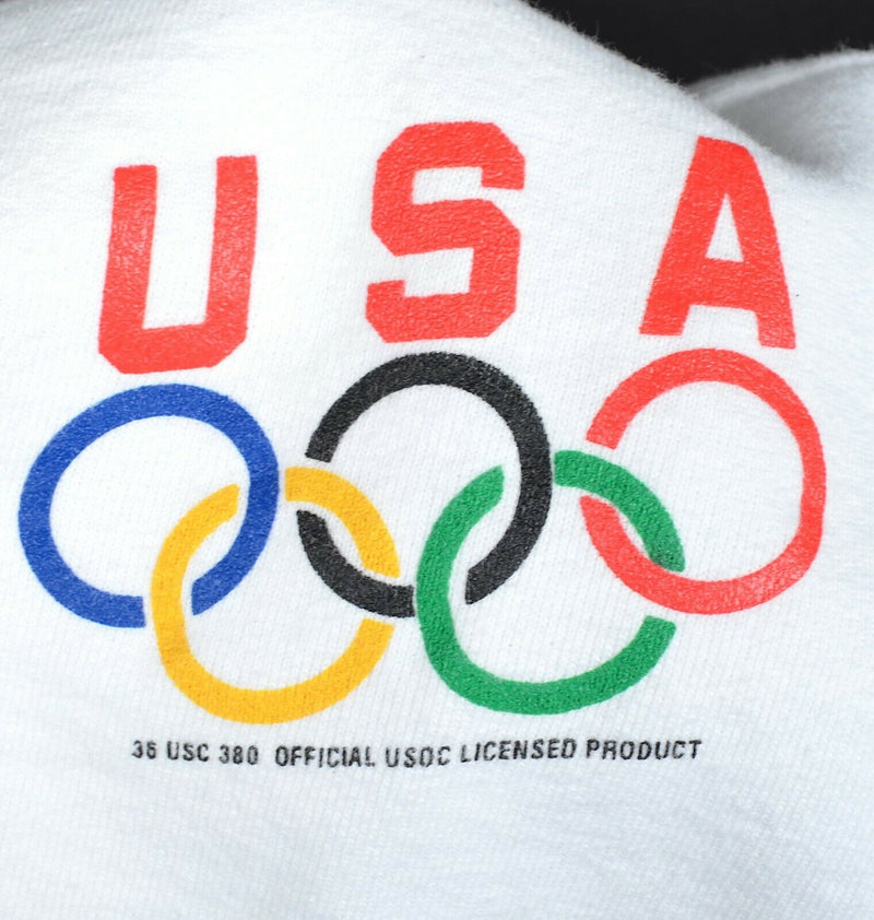 Vintage 90s USA Hockey Men's Large Champion Olympics Crew Neck White Sweatshirt
