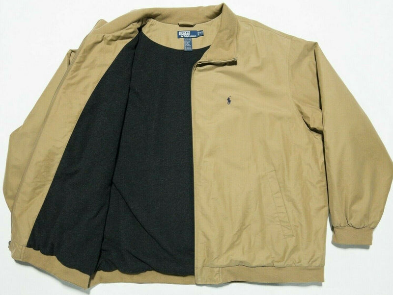 Polo Ralph Lauren Men's 2XLT (2XL Tall) Wool Lined Solid Brown Zip Bomber Jacket