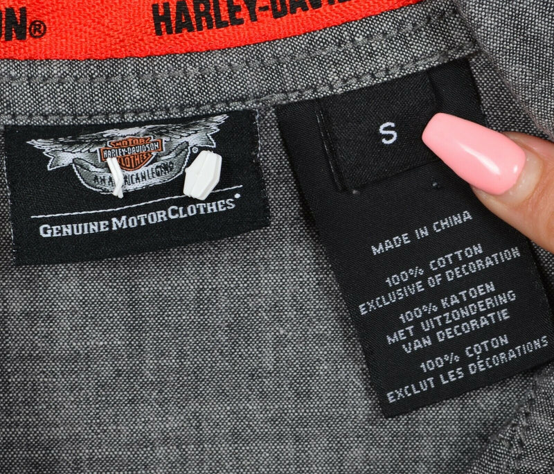 Harley-Davidson Men's Small Gray Garage Mechanic Textured Canvas Biker Shirt