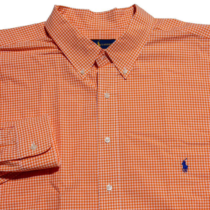 Polo Ralph Lauren Shirt Men's 3XLT Tall Long Sleeve Button-Down Orange Check