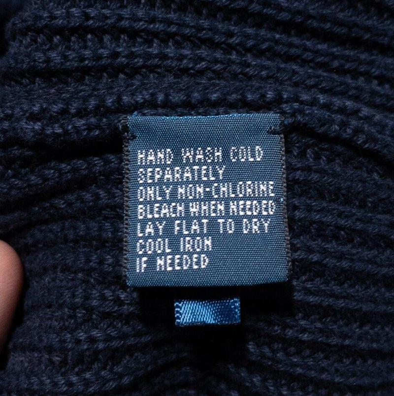 Polo Ralph Lauren Cardigan Sweater Mens Large Shawl Collar Knit Navy Blue Cotton