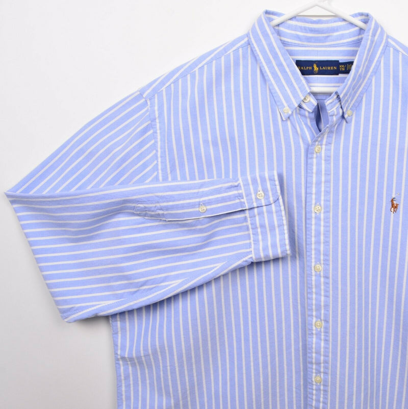 Polo Ralph Lauren Men's 2XL Blue White Striped Pony Oxford Button-Down Shirt