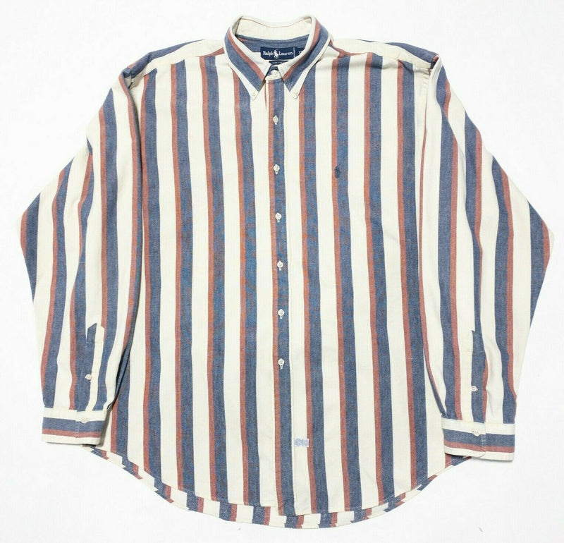 Polo Ralph Lauren 2XL Long Sleeve Button-Down Shirt Men's Striped Blue Red