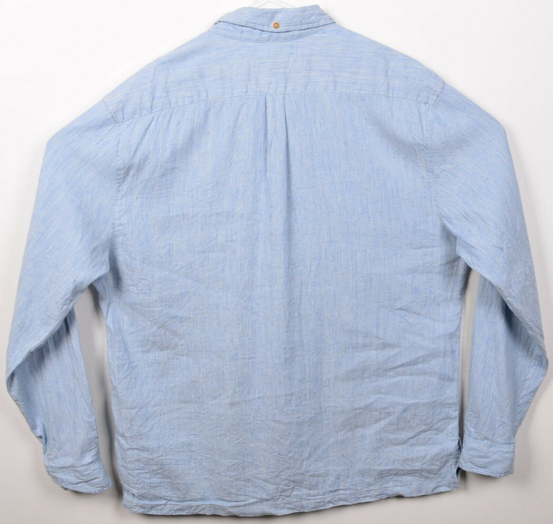 Chubbies The Nutter Men's XL Linen Blend Blue Popover Button-Down Shirt