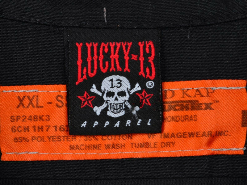 Lucky 13 Apparel Men's Sz 2XL Mechanic Work Red Kap Black Pin-Up Girl Shirt