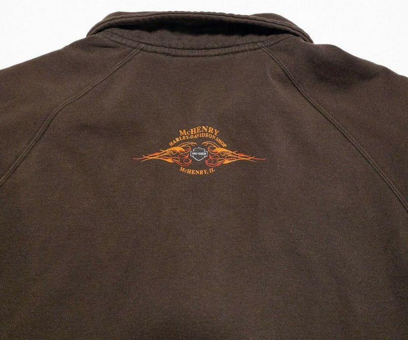 Harley-Davidson Sweatshirt Women's Large Brown Gold Letters Full Zip Biker