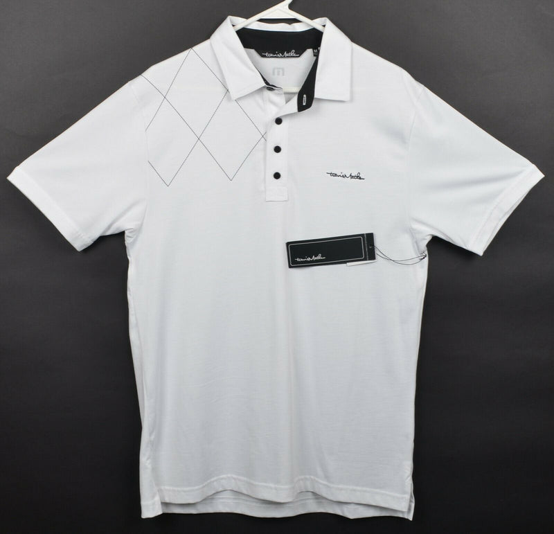 Travis Mathew Men's Sz Medium White Diamond Logo Golf Polo Shirt NWT