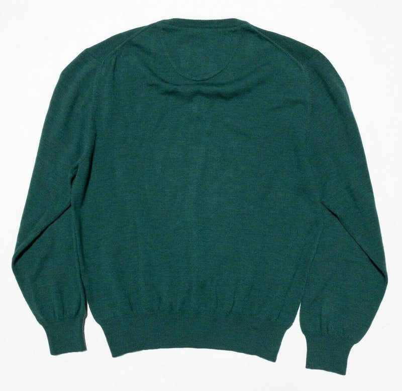 Allen Edmonds Sweater Men's Large Merino Wool V-Neck Italian Dark Green