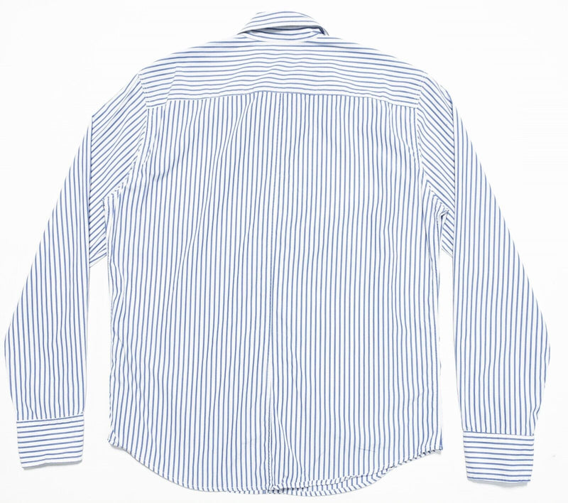 Frank & Eileen Men's Shirt Medium Blue White Striped Button-Front Casual USA