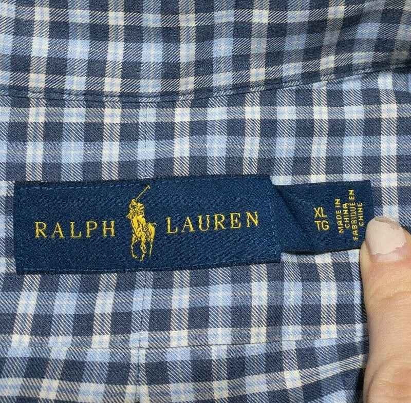 Polo Ralph Lauren Men's Blue Gray Check Button-Down Shirt Casual Men's XL