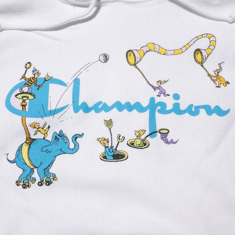 Champion x Dr. Seuss Hoodie Men's Medium Reverse Weave Sweatshirt White Horton