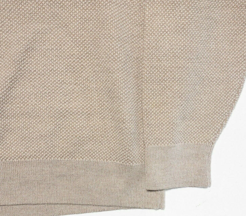 L.L. Bean Sweater Men's XL Merino Wool Solid Beige Knit V-Neck Pullover