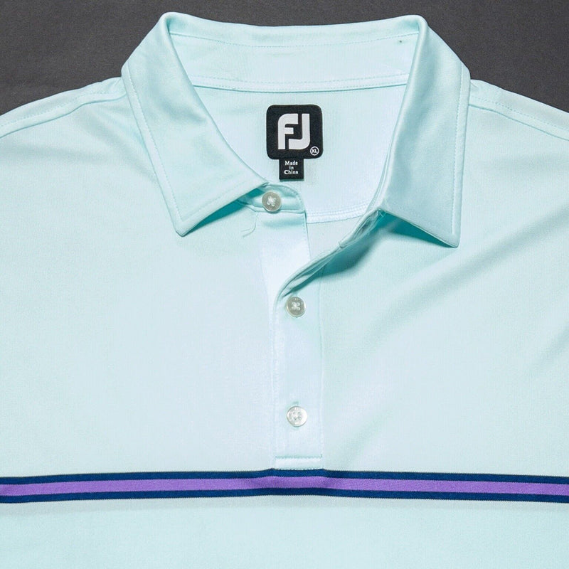 FootJoy XL Golf Shirt Men's Polo Light Blue Purple Striped Wicking Performance