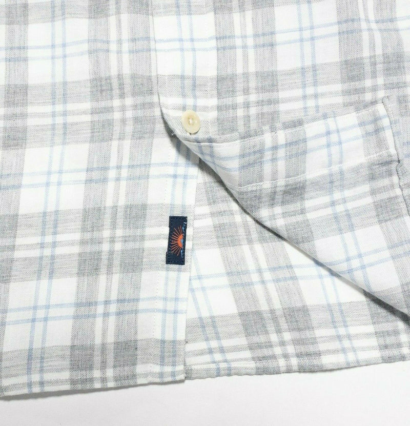 Faherty Men's 2XL Slim Fit Gray Plaid Everyday Casual Button-Front Shirt