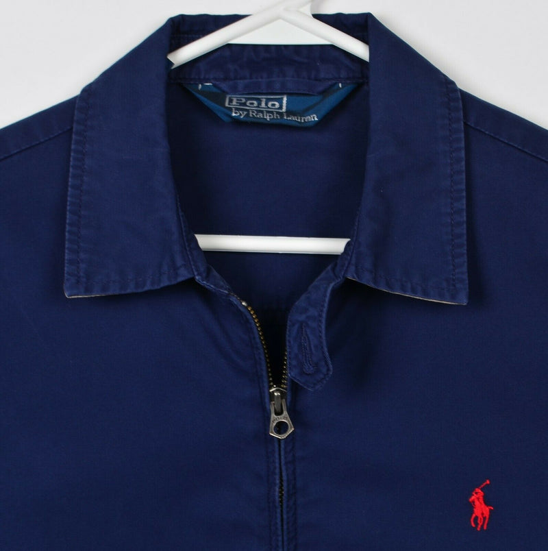 Polo Ralph Lauren Men Medium Navy Blue Zip Loop Collar Bomber Harrington Jacket