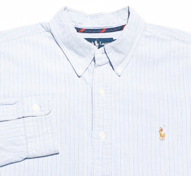 Polo Ralph Lauren Shirt XL Classic Fit Men's Long Sleeve Blue Stripe Button-Down