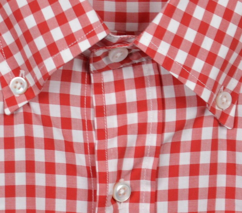 Bergdorf Goodman Men's Medium Tailored Fit Red Gingham Check Italian Shirt