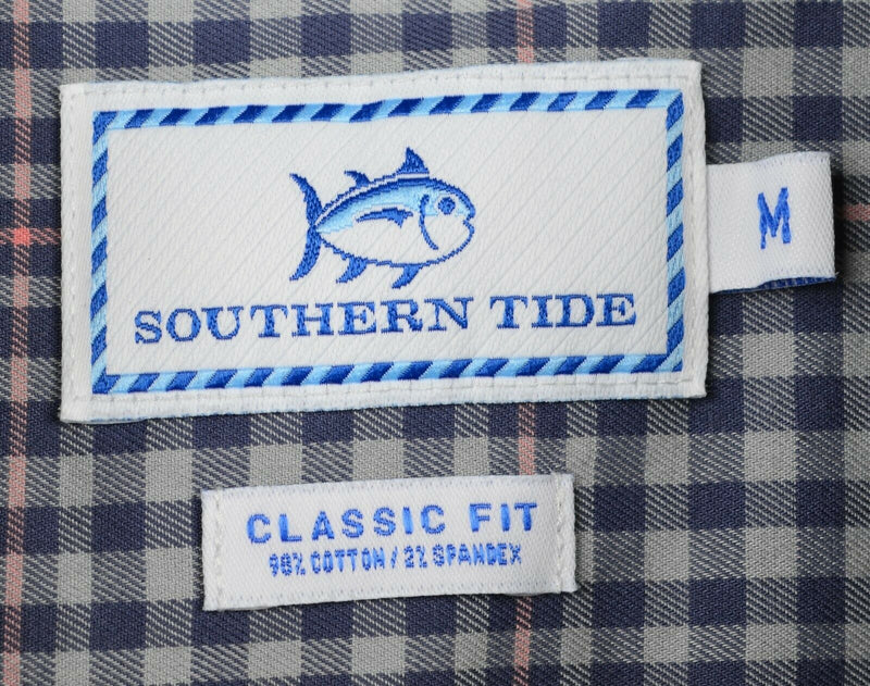 Southern Tide Men's Medium Classic Fit Navy Gray Plaid Button-Down Shirt