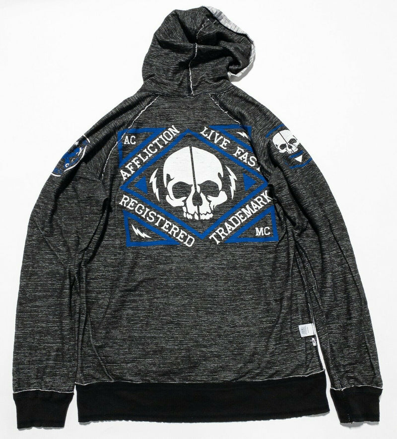 Affliction Men's XL Reversible Skull Cross Live Fast Full Zip Hooded Sweatshirt